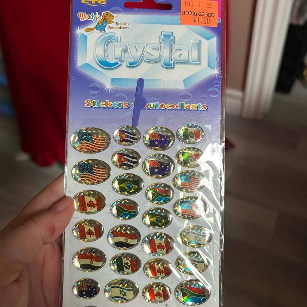 4/$50 American, Canada Crystal Flag Stickers set for kid crafts 🇺🇸